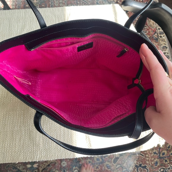 Kate Spade pink interior black leather tote - Picture 2 of 4